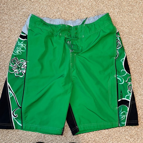 Speedo Swim Speedo Mens Swim Trunks Size Large Green And Black
